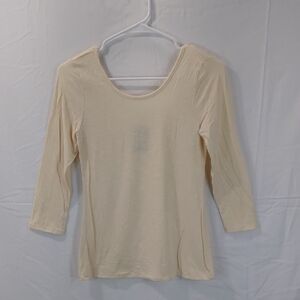 dolan Cream Scoop Neck Long Sleeve Top